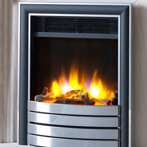 Ecoflame Electric Fire in Chrome/Black with Elite Fascia