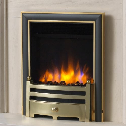 Charlton & Jenrick 16" 3D Ecoflame Electric Fire with Elite Trim and Cast Gate Fret in Brass