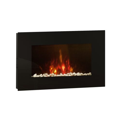 Be Modern Azonto 35" Wall Mounted Electric Fire with Black Glass Fascia