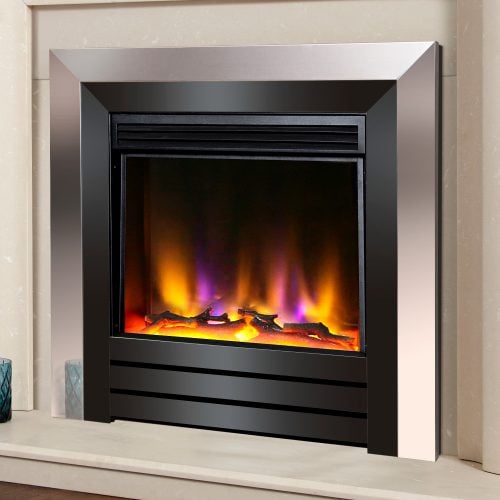 Celsi Electriflame VR Hearth Mounted Acero Electric Fire in Chrome & Black Nickel