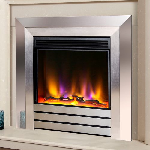 Celsi Electriflame VR Hearth Mounted Acero Electric Fire in Silver