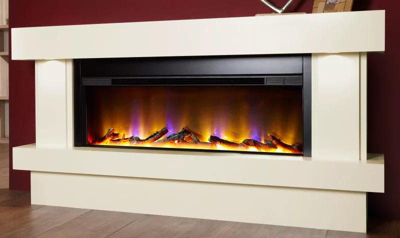 Celsi Electriflame VR Orbital Illumia Electric Fireplace Suite in Smooth Cream