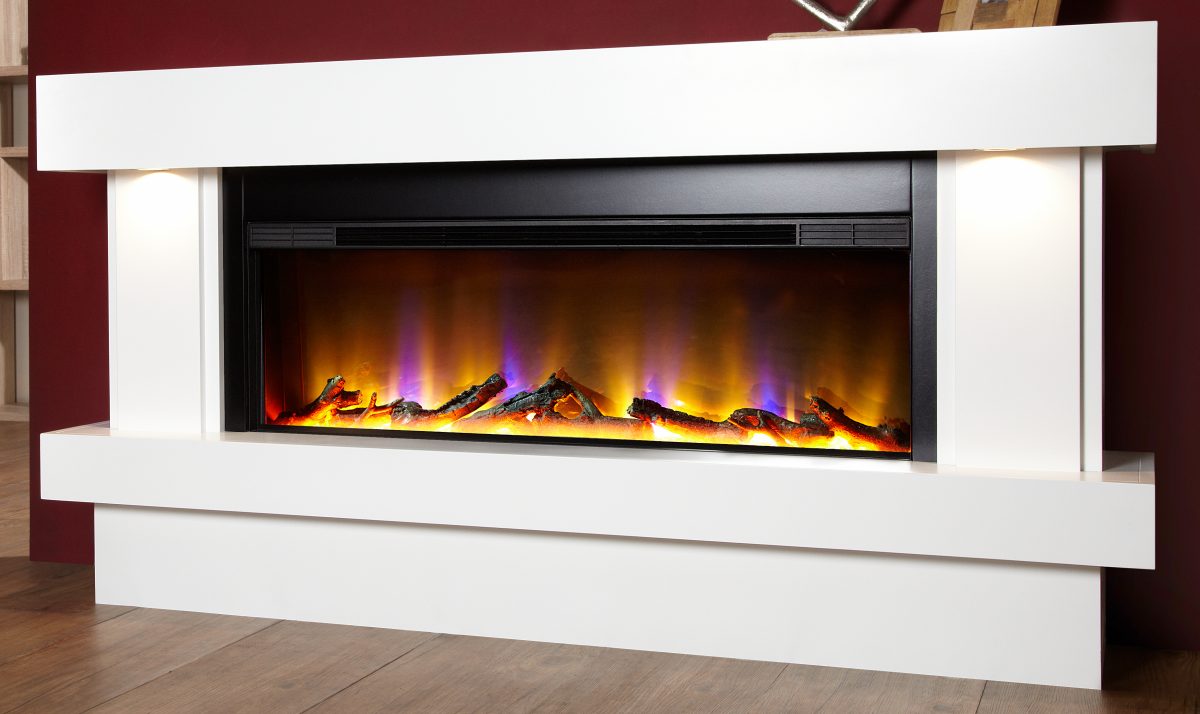 Celsi Electriflame VR Orbital Illumia Electric Fireplace Suite in Smooth White