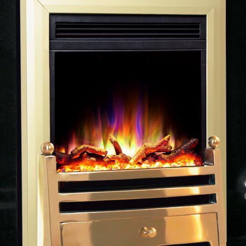 Celsi Electriflame XD Hearth Mounted Bauhaus Electric Fire in Brass