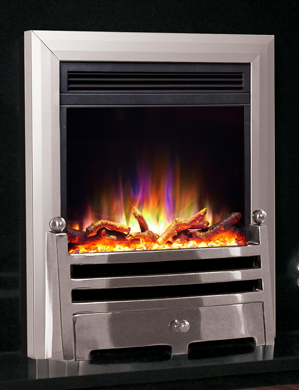 Celsi Electriflame XD Hearth Mounted Bauhaus Electric Fire in Satin Silver