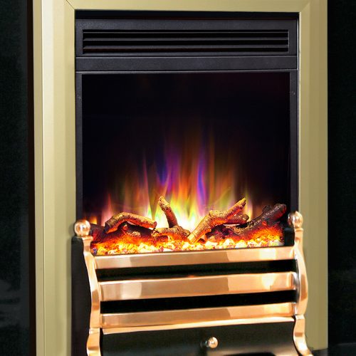 Celsi Electriflame XD Hearth Mounted Daisy Electric Fire in Brass