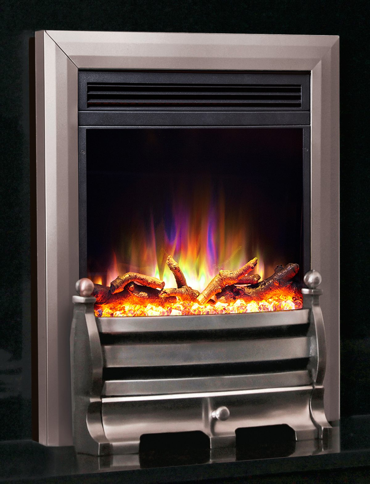 Celsi Electriflame XD Hearth Mounted Daisy Electric Fire in Satin Silver