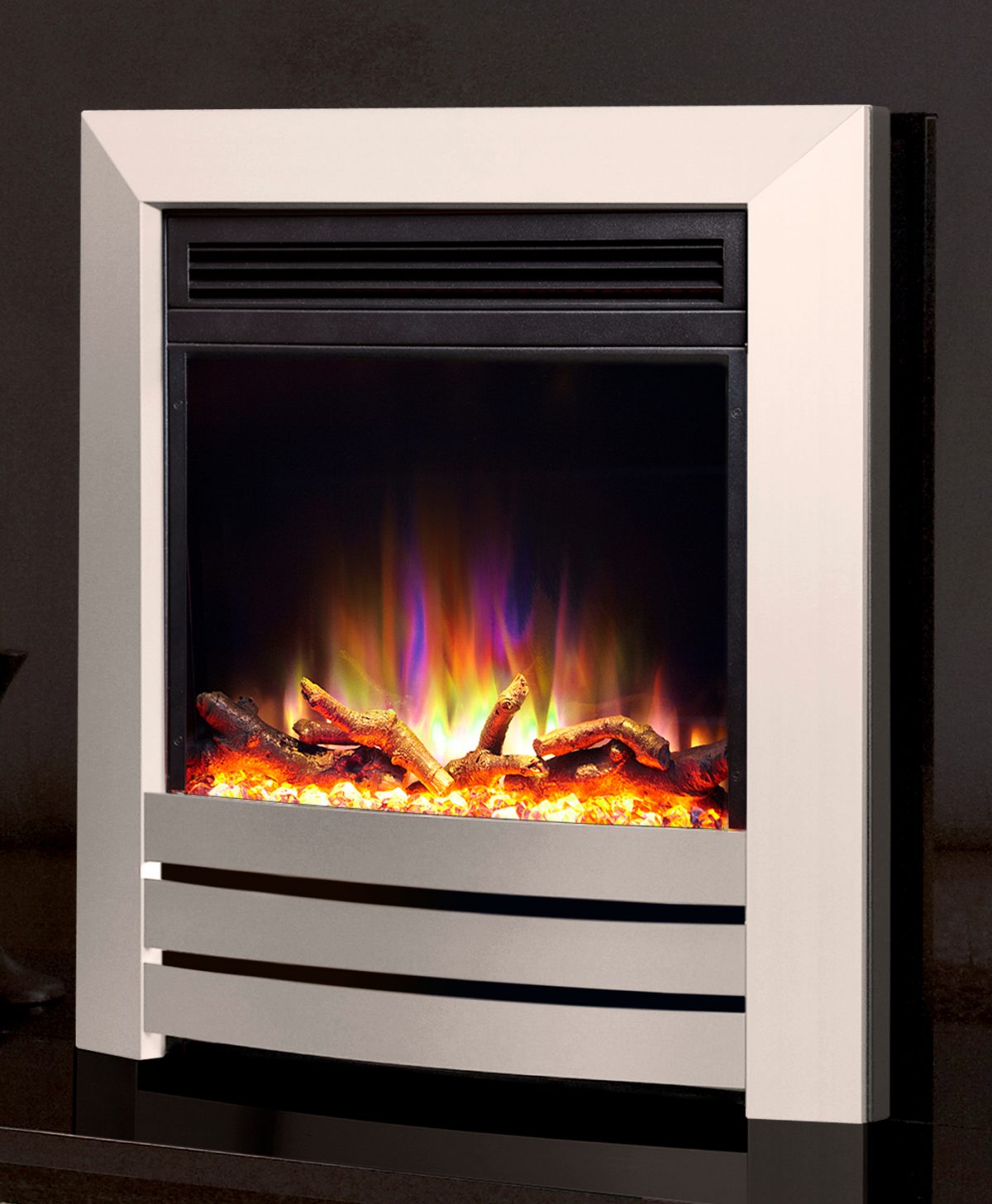 Celsi Electriflame XD Hearth Mounted Camber Electric Fire in Silver