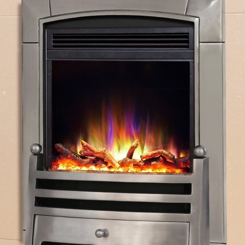 Celsi Electriflame XD Hearth Mounted Caress Electric Fire in Polished Silver