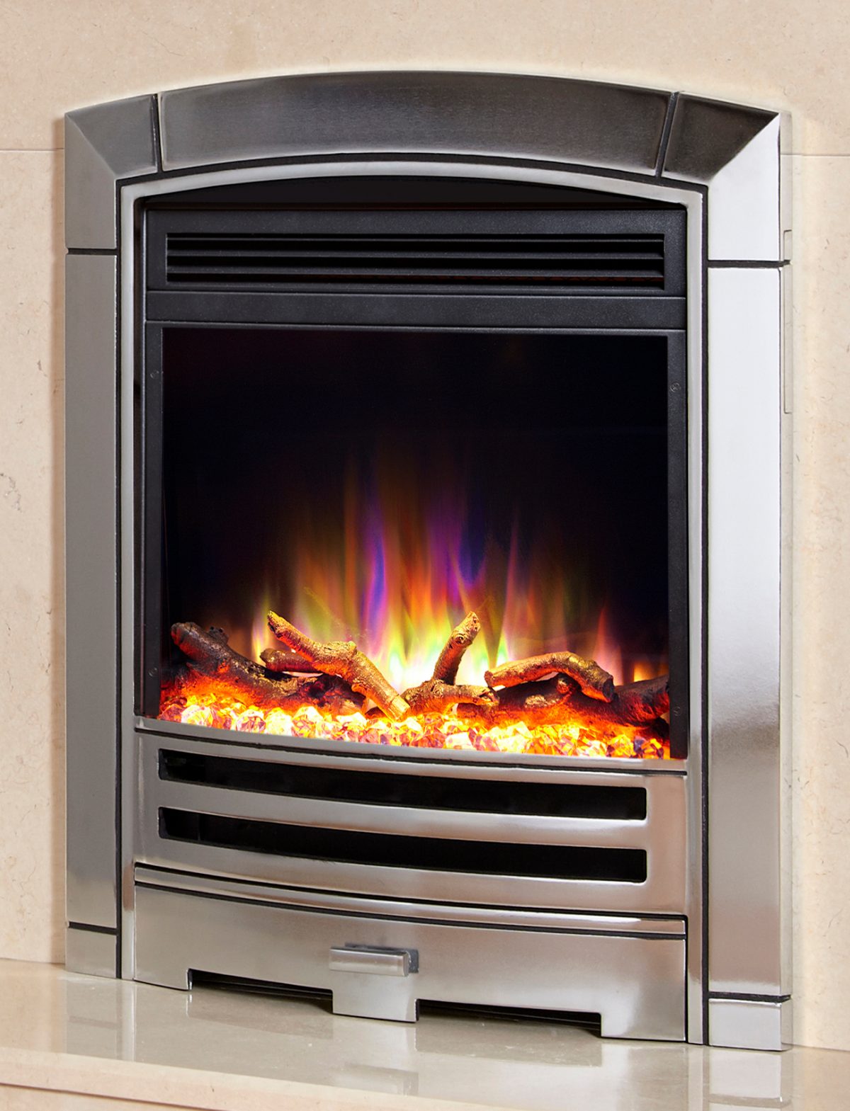 Celsi Electriflame XD Hearth Mounted Decadence Electric Fire in Silver