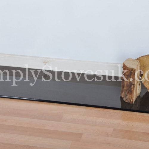 Smoked Inset Stove Glass Hearth / Floor Plate With Curved Front Edges