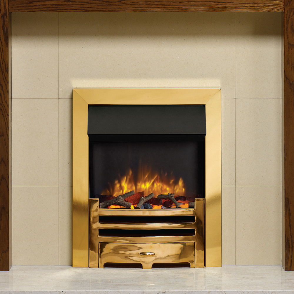 Gazco Logic2 Arts Brass Frame with Brass Effect Front Electric Fire