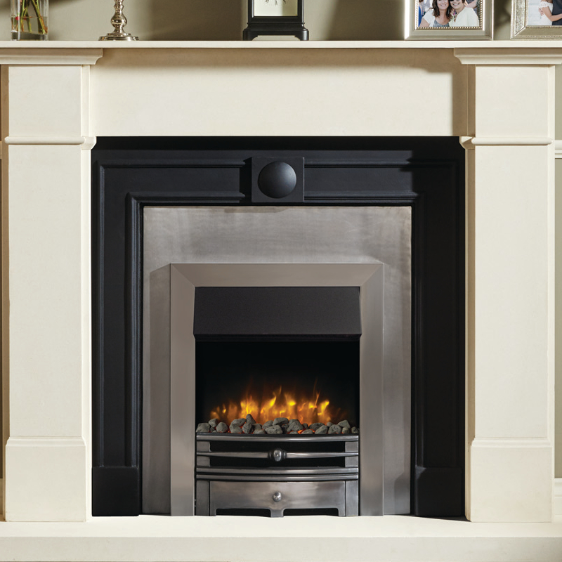 Gazco Logic2 Chartwell Brushed Steel Effect Frame with Highlight Polished Front Electric Fire