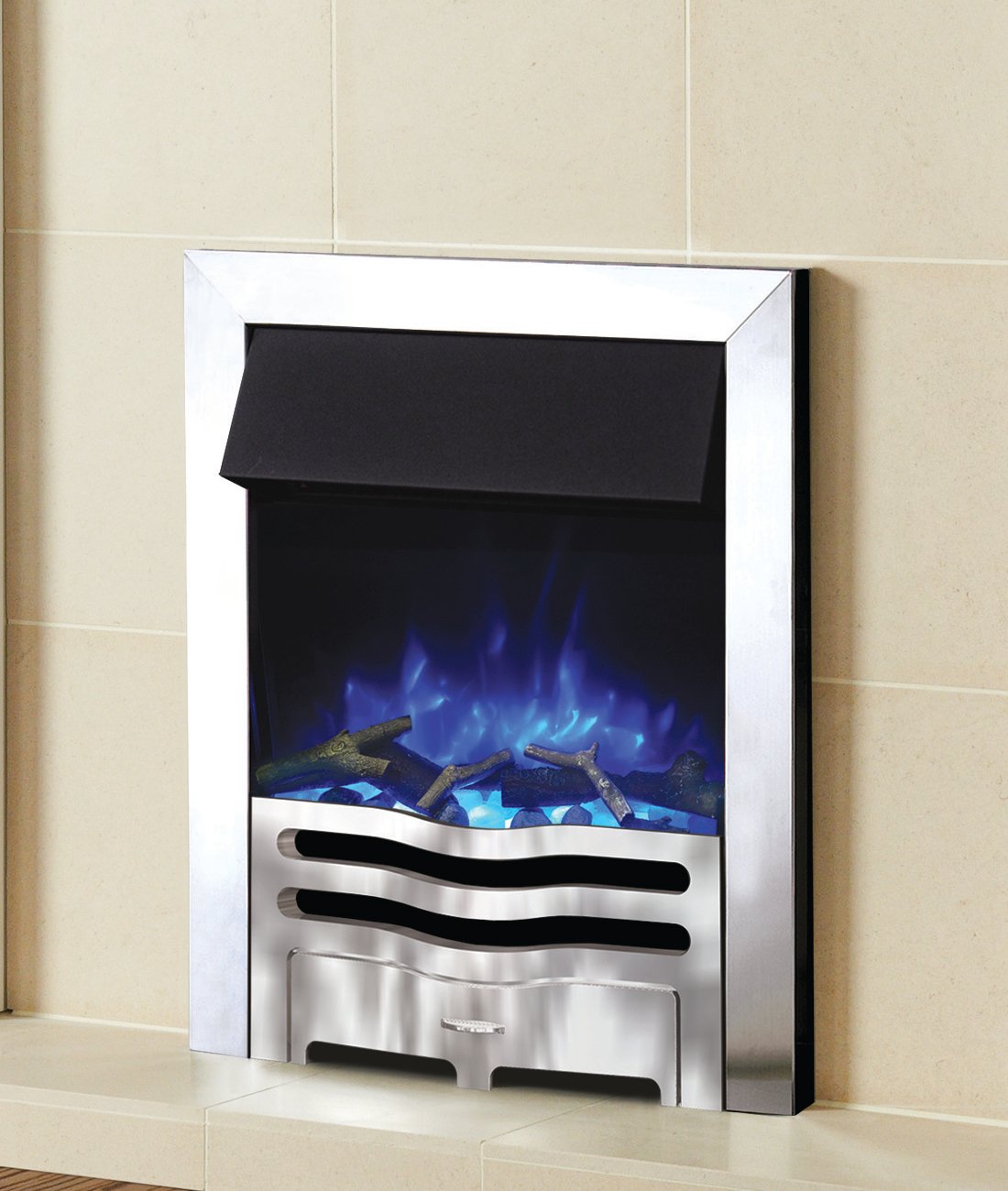 Gazco Logic2 Wave Brushed Steel Effect Frame with Highlight Polished Front Electric Fire