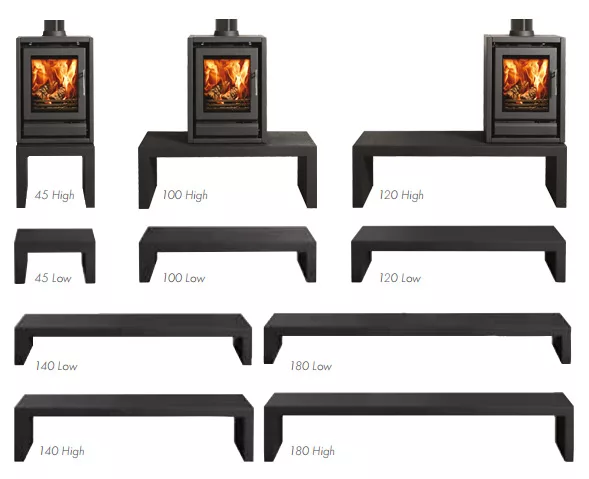 The Stovax Steel Bench 100 Low is both stylish and practical and is compatible with the Stovax Riva Freestanding Multi Fuel and Wood Burning Stoves.