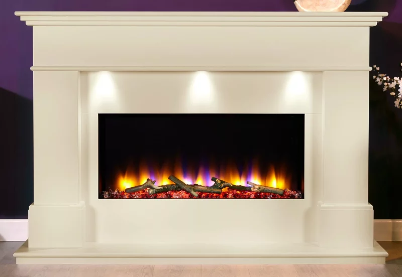 Celsi Ultiflame VR 33" Adour Elite Illumia Electric Fireplace Suite in Smooth Cream
