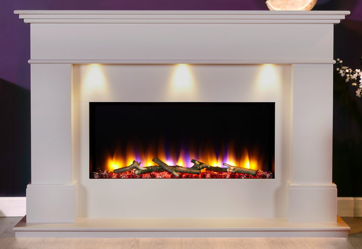 Celsi Ultiflame VR 33″ Adour Elite Illumia Electric Fireplace Suite in Smooth Mist