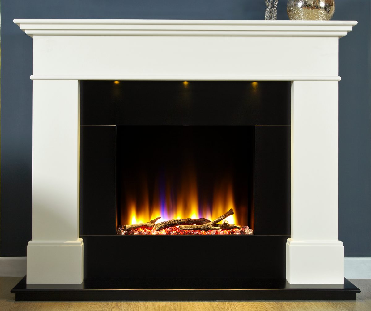 Celsi Ultiflame VR 22″ Adour Illumia Electric Fireplace Suite in Smooth White
