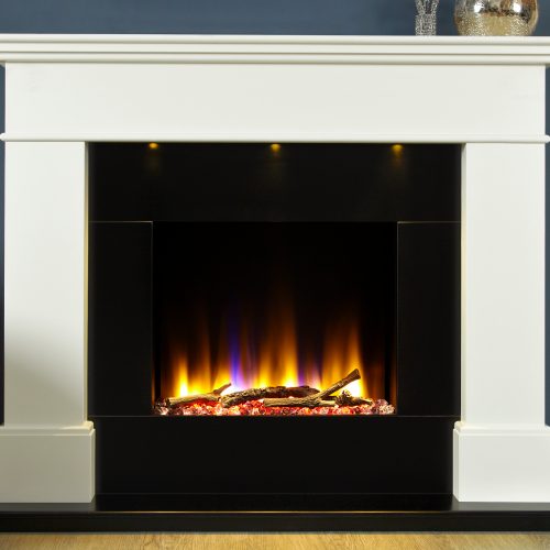 Celsi Ultiflame VR 22" Adour Illumia Electric Fireplace Suite in Smooth White