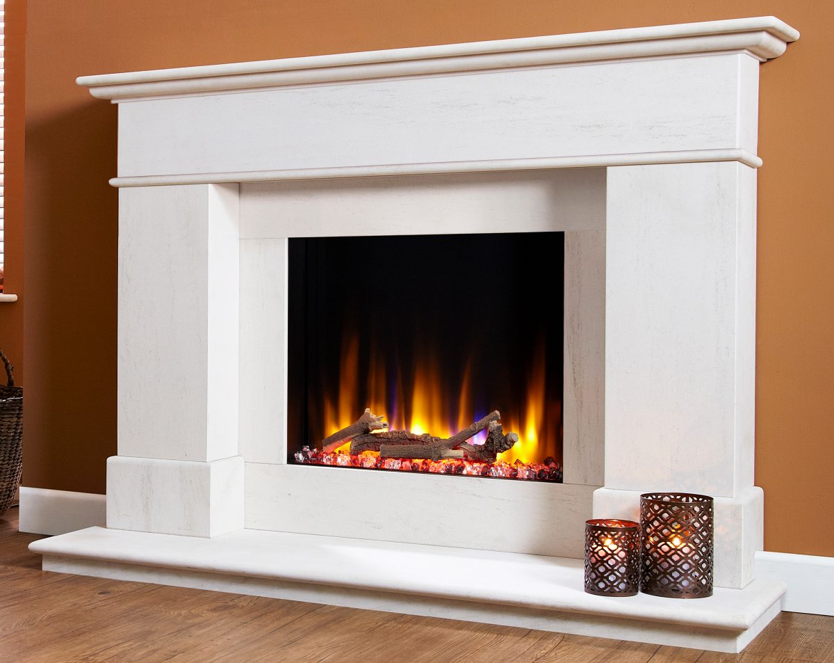 Celsi Ultiflame VR 22″ Avignon Electric Fireplace Limestone Suite