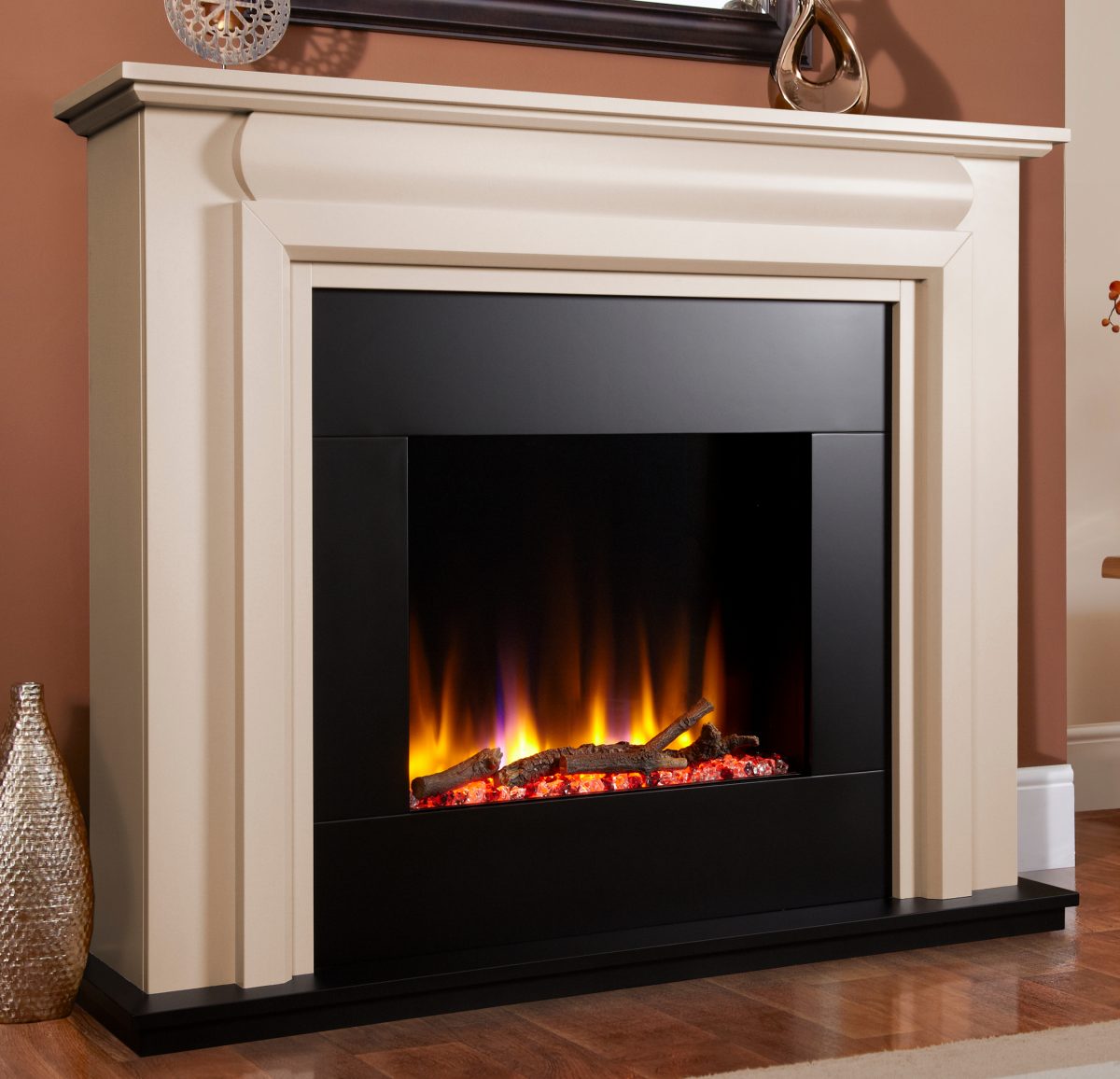 Celsi Ultiflame VR 22″ Callisto Electric Fireplace Suite in Smooth Cream