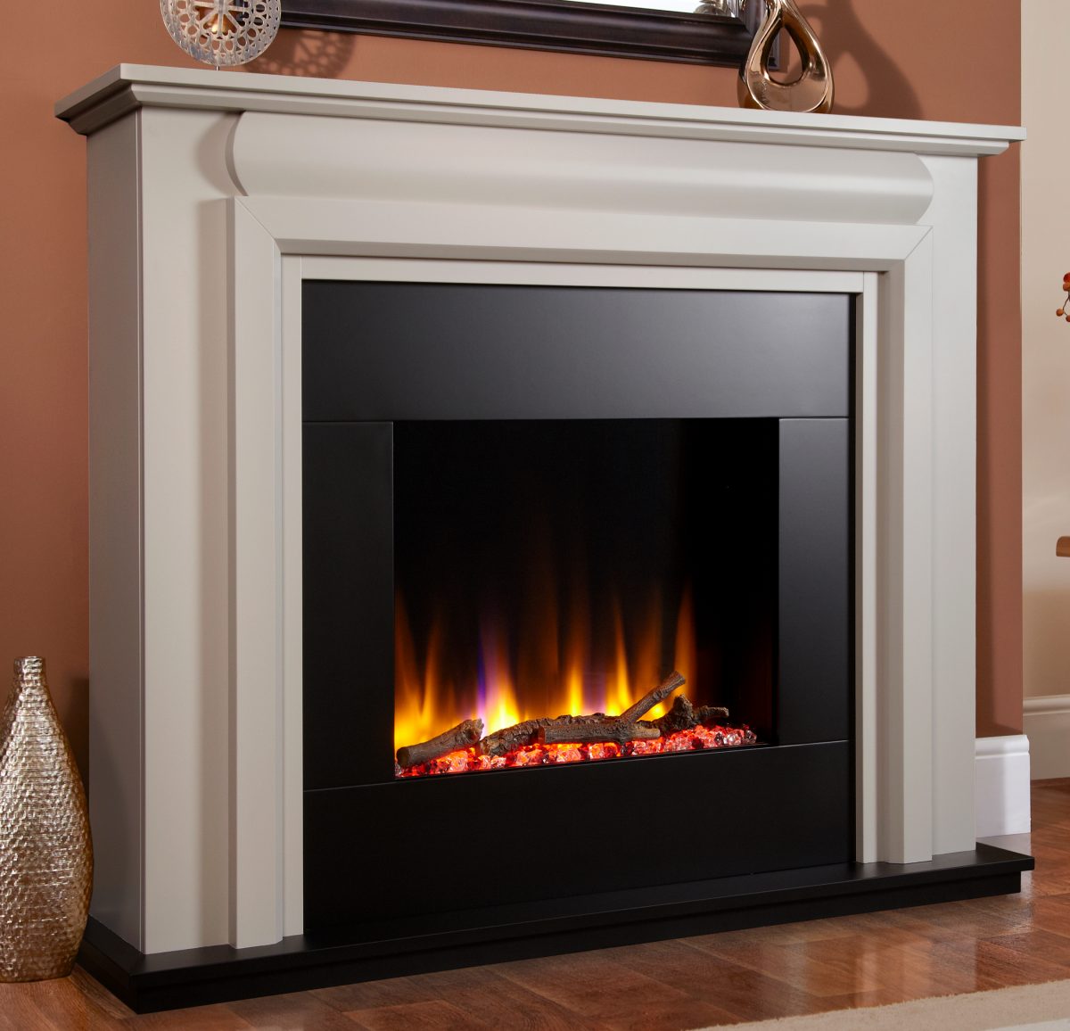 Celsi Ultiflame VR 22″ Callisto Electric Fireplace Suite in Smooth Mist