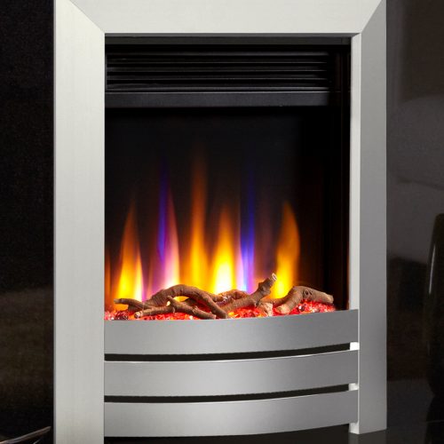 Celsi Ultiflame VR Hearth Mounted Camber Electric Fire in Silver