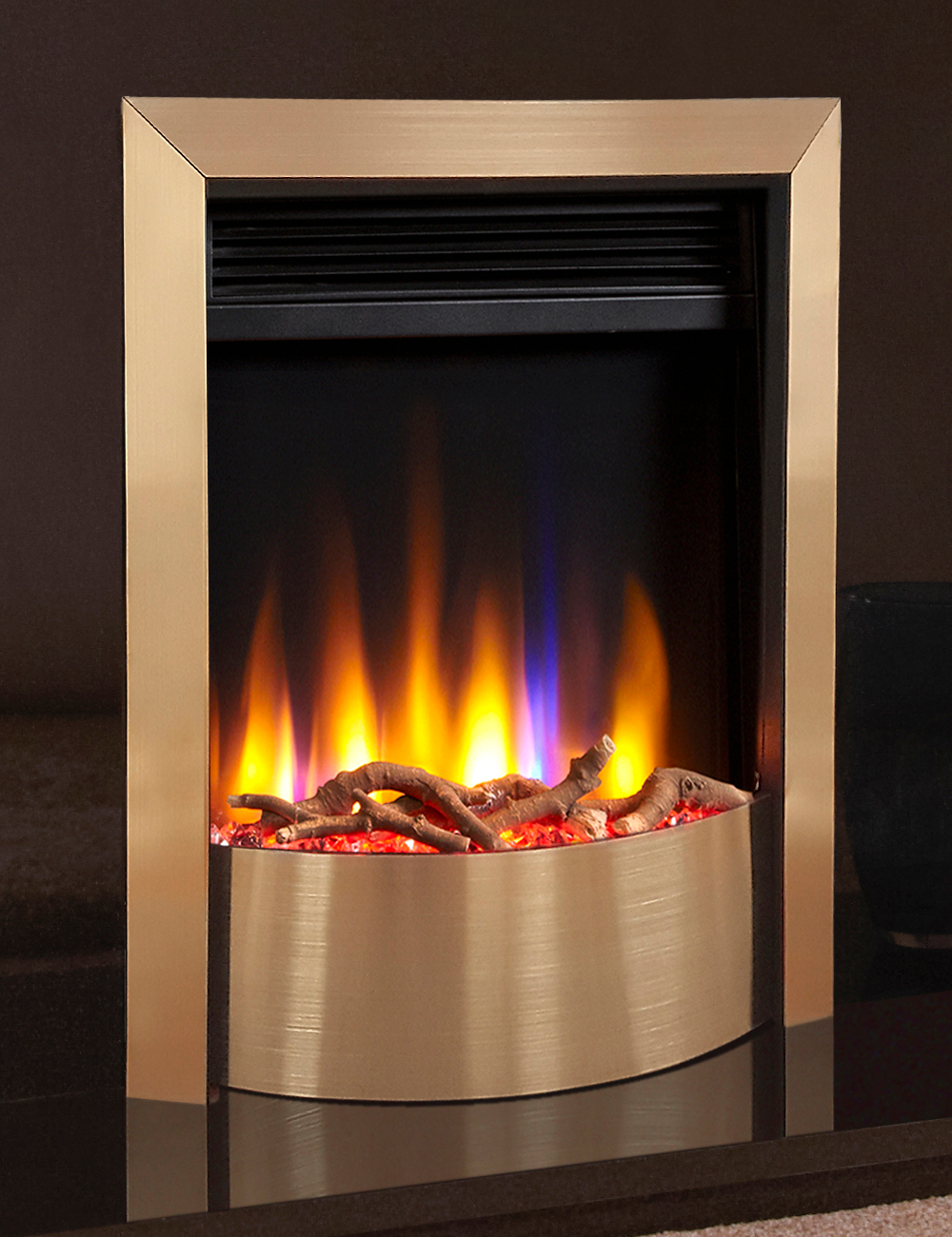 Celsi Ultiflame VR Hearth Mounted Contemporary Electric Fire in Champagne