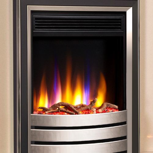 Celsi Ultiflame VR Hearth Mounted Designer Electric Fire in Silver & Black