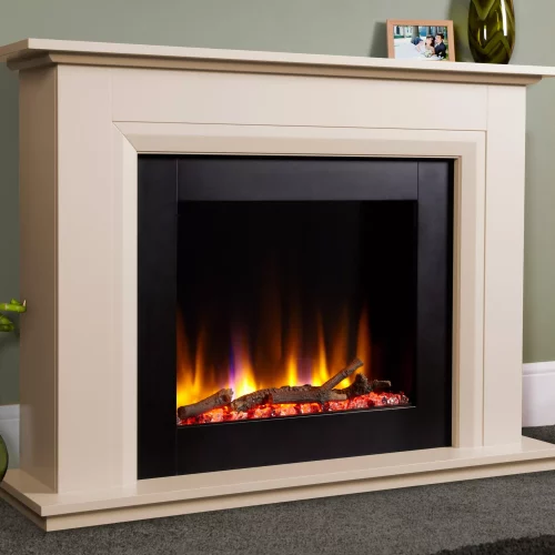 Celsi Ultiflame VR 22" Elara Electric Fireplace Suite in Smooth Cream