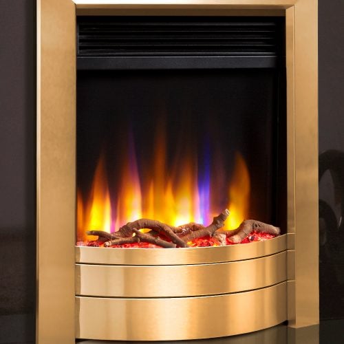 Celsi Ultiflame VR Hearth Mounted Essence Electric Fire in Satin Brass