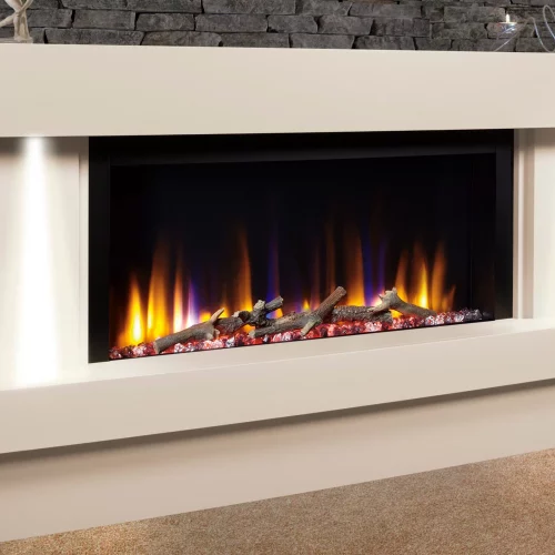 Celsi Ultiflame VR 33" Orbital Illumia Electric Fireplace Suite in Smooth Cream