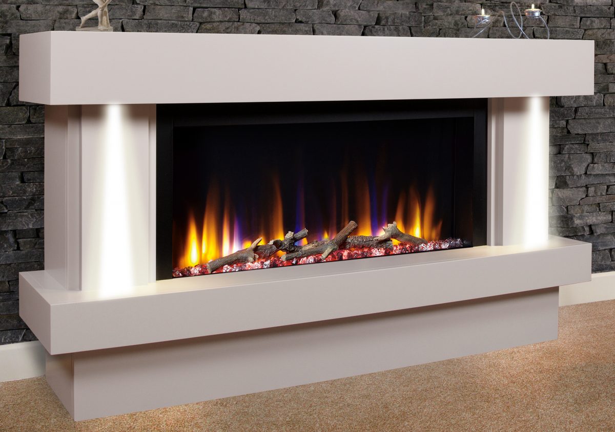 Celsi Ultiflame VR 33″ Orbital Illumia Electric Fireplace Suite in Smooth Mist