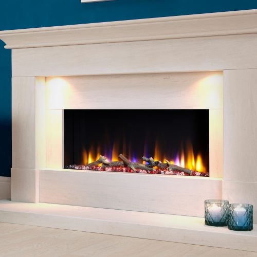 Celsi Ultiflame VR 54" Parada Elite Illumia Electric Fireplace Limestone Suite