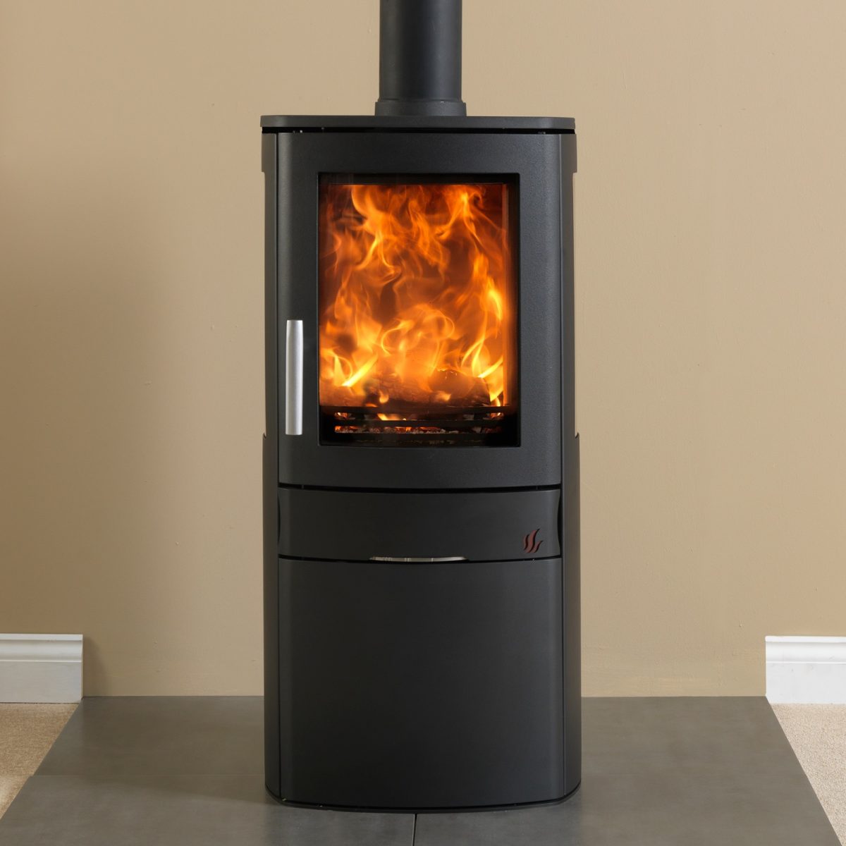 ACR Neo 3C ECO Wood Burning Stove with glass sides and cupboard base