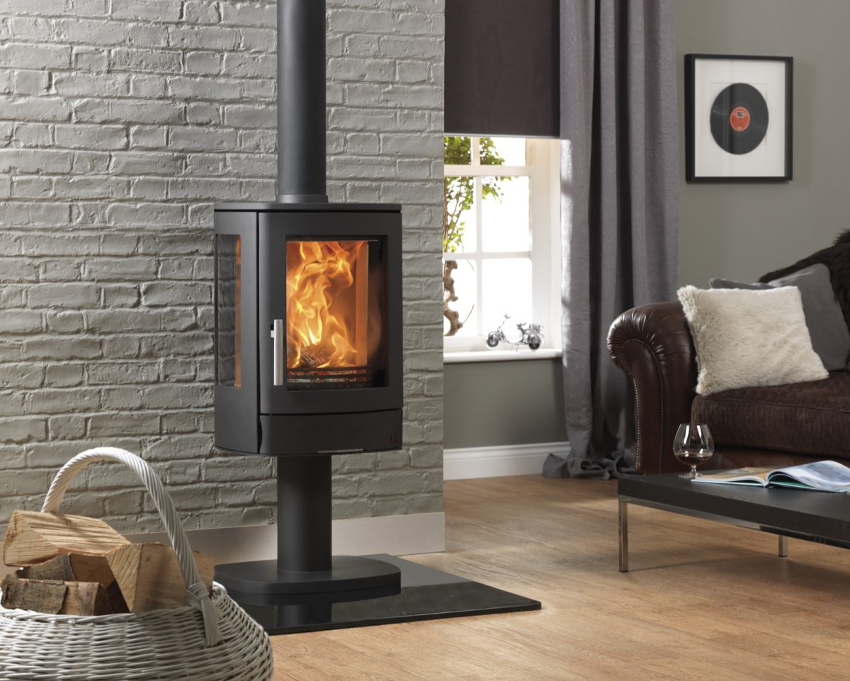 ACR Neo 3P - Multifuel Stove with glass sides and pedestal base