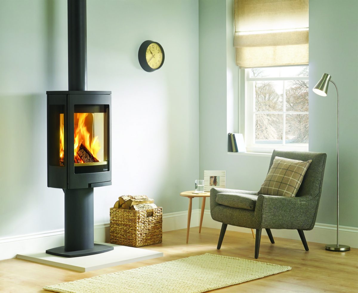 Nordpeis Duo 1 Glass Sided Wood Burning Stove with Pedestal Base