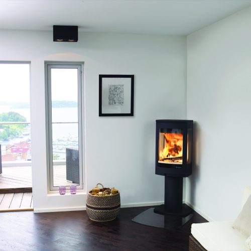 Nordpeis Duo 1 Glass Sided Wood Burning Stove with Pedestal Base