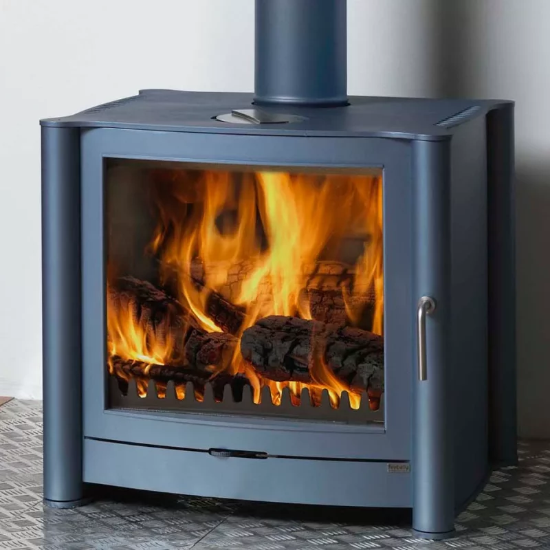 Firebelly FB3 Wood Burning Stove in Matt Black with Brushed Stainless Steel Legs