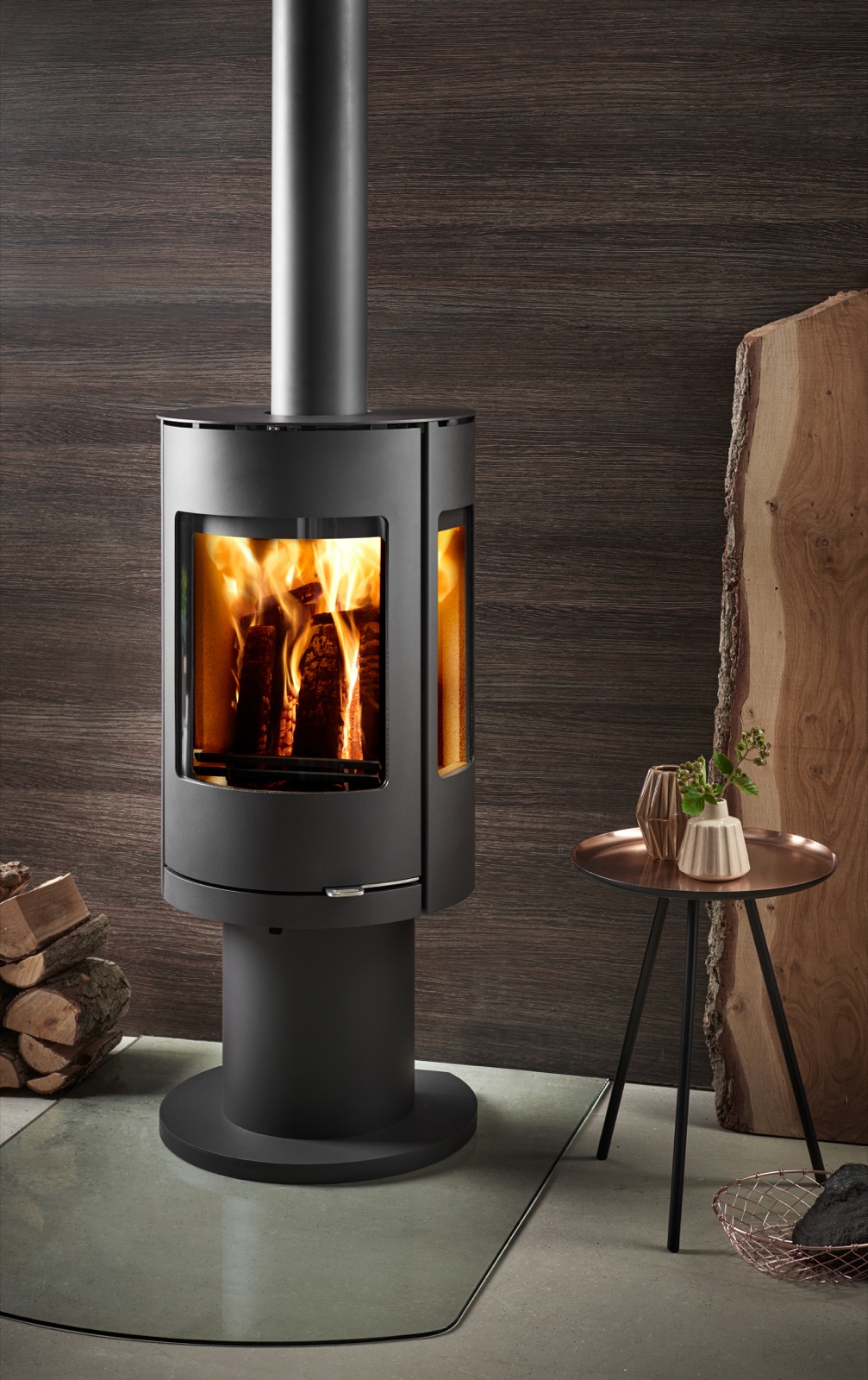 Westfire Uniq 37 Pedestal One Convection Wood Burning Stove with Closed Combustion Adapter